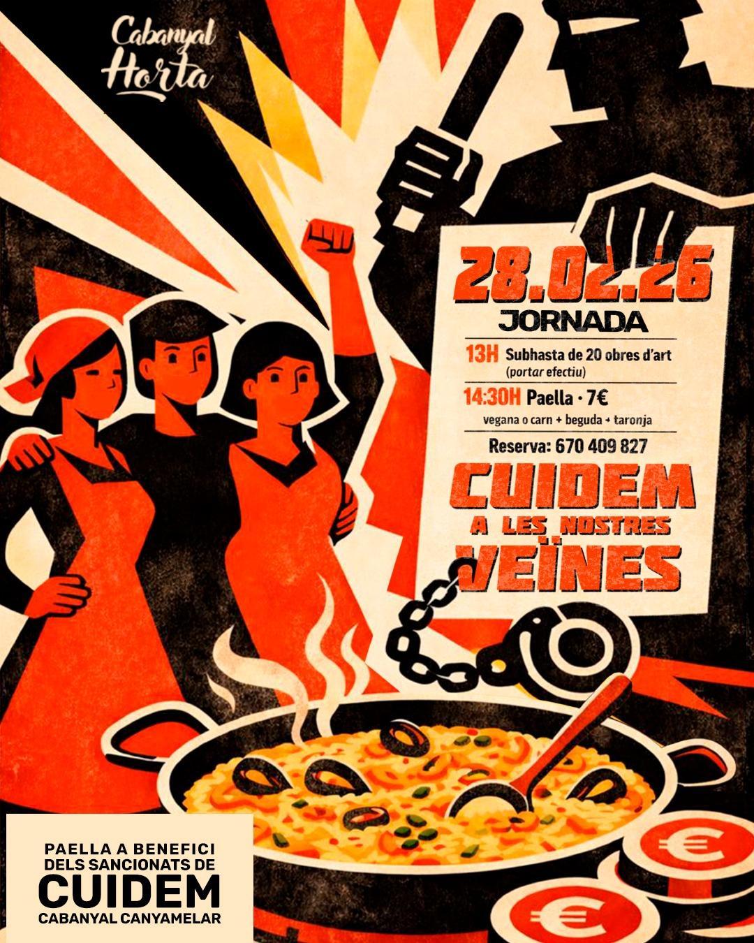 #PaellaPopular, dissabte 28 de febrer al #Cabanyal en suport de les persones sancionades de #CuidemCabanyalCanyamelar a partir de les 12 h. al #CabanyalHorta de #València #cabanyalhoy